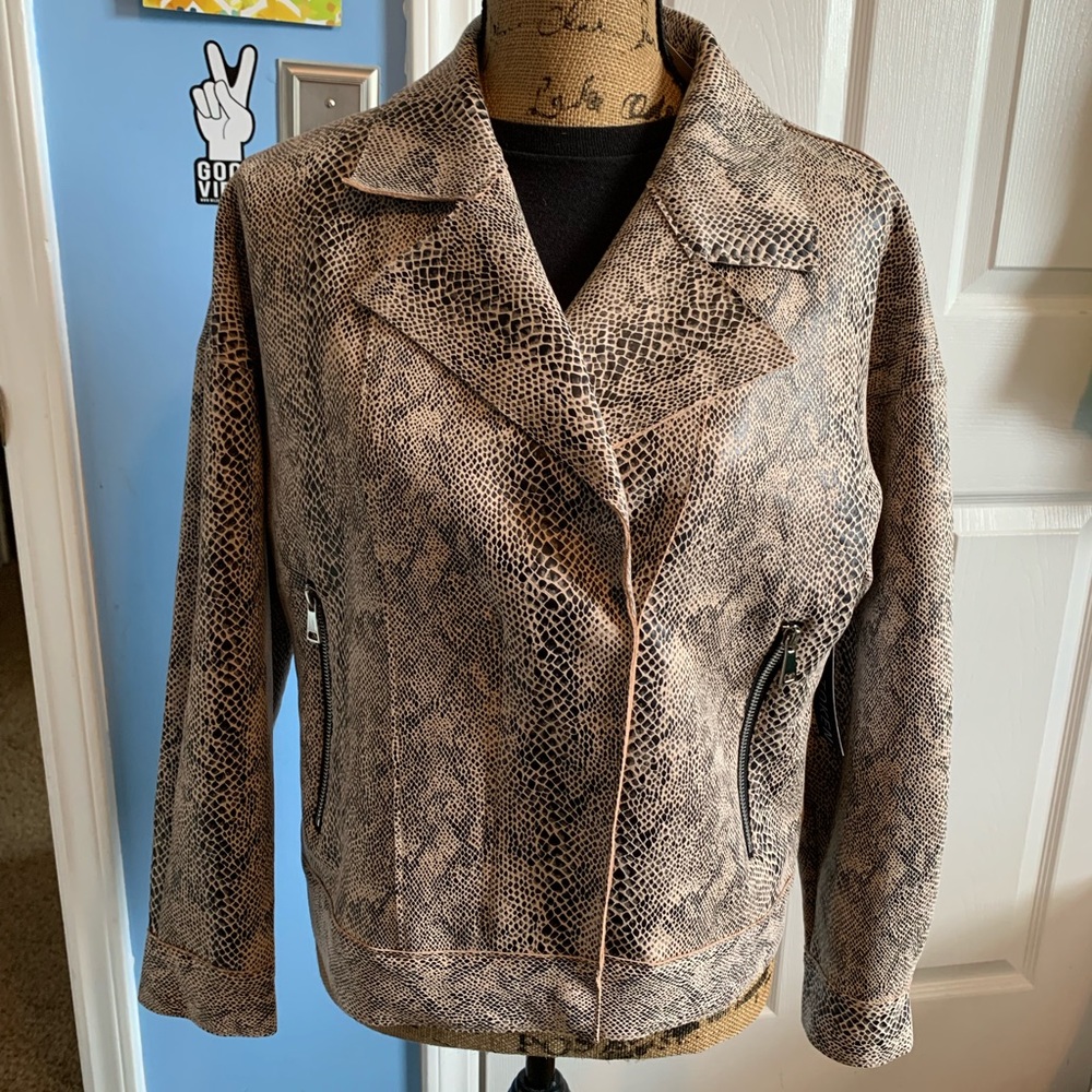 Love Token Snake Print Biker Jacket